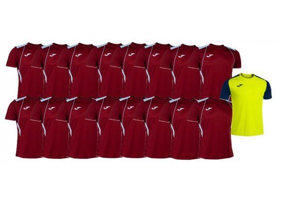 SALE - 16 x Joma C7 Maroon Shirts plus GK Shirt PRINTED Age 11-14