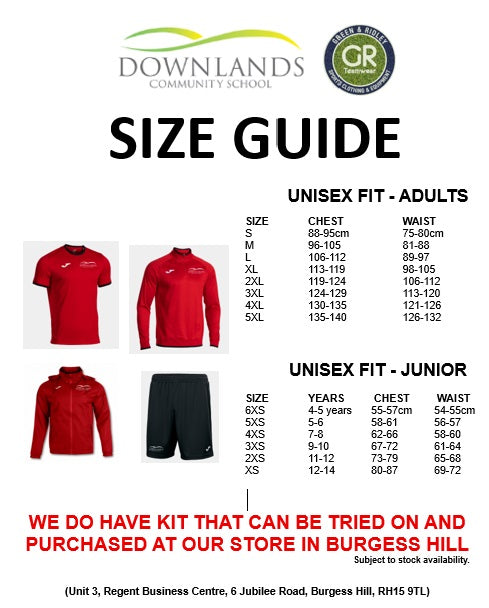 Downlands Community School PE Tee Red/Black Junior) (Combi Prem)