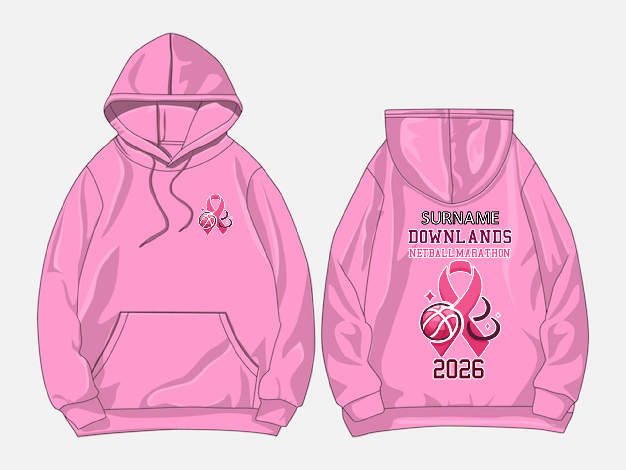 Downlands School 2026 Netball Marathon Hoody Adult Pink (UC)