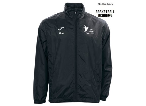 East Sussex College Lewes BASKETBALL Shower Jacket Black (Rain)