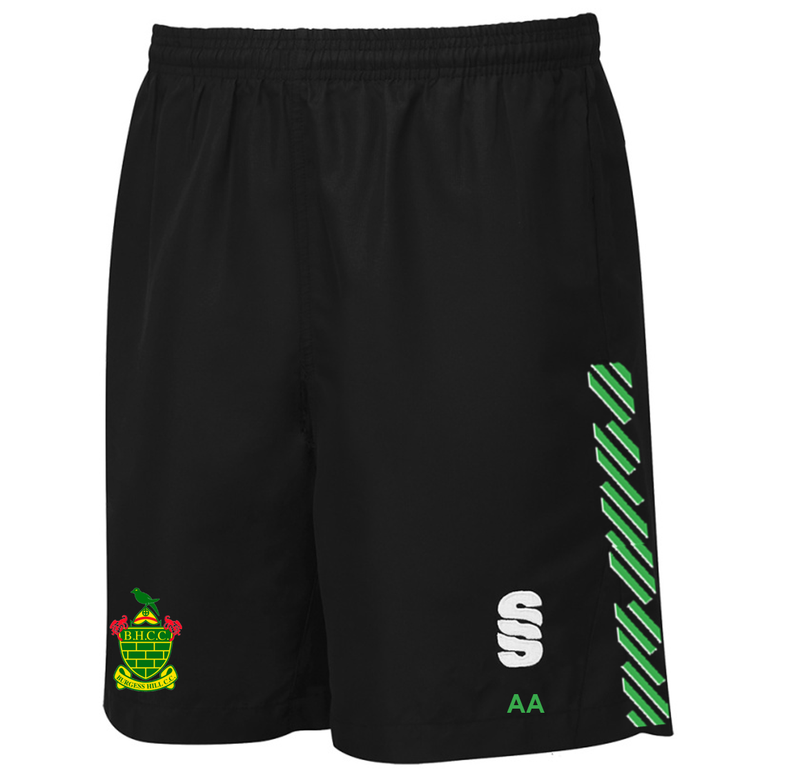 Burgess Hill Cricket Club Shorts Black Green Adults (Fuse)