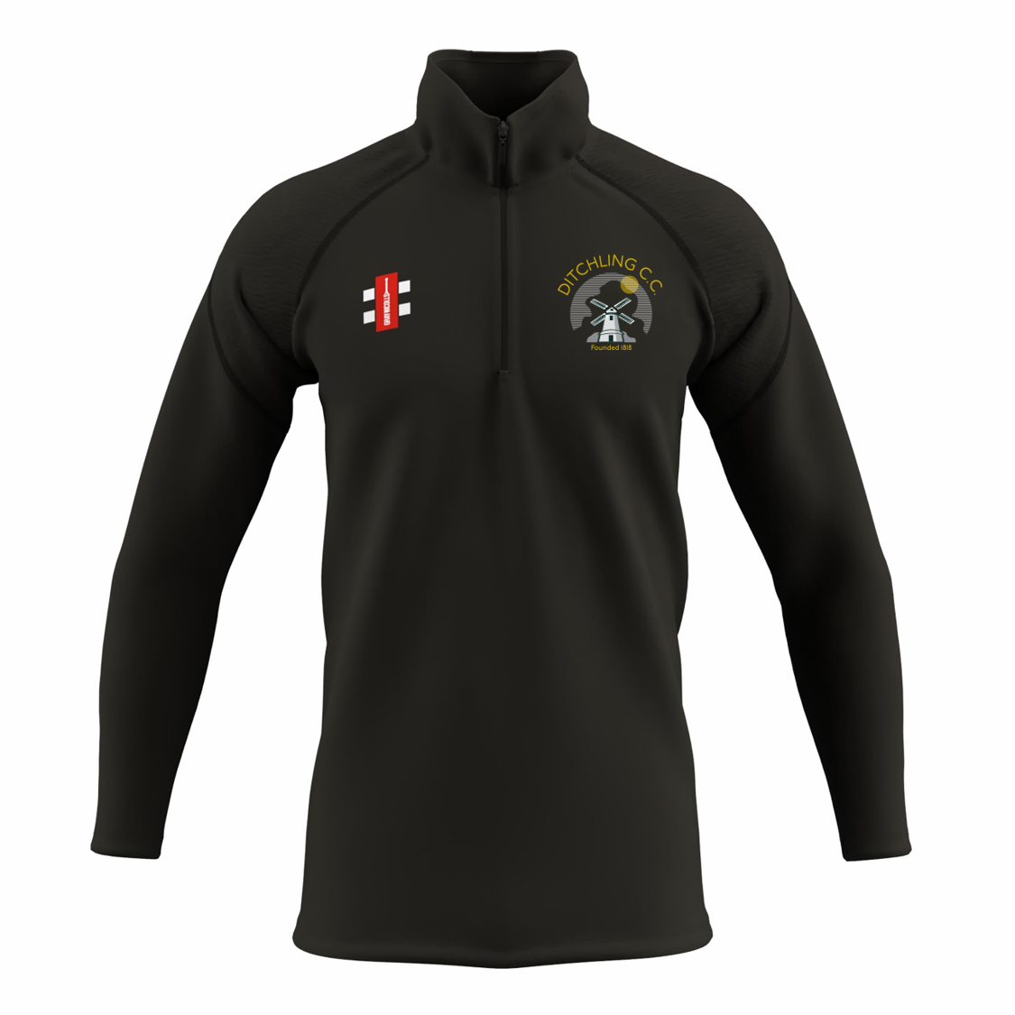 Ditchling Cricket Club Seniors Training 1/4 Zip Black (GTS)