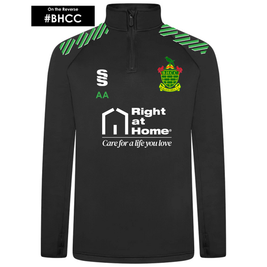 Burgess Hill Cricket Club 1/4 Zip Black Green Adults (Active)