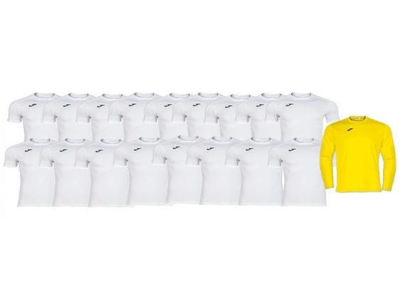 SALE - 17 x Joma White Shirts plus Yellow GK shirt PRINTED Age 12 - 14