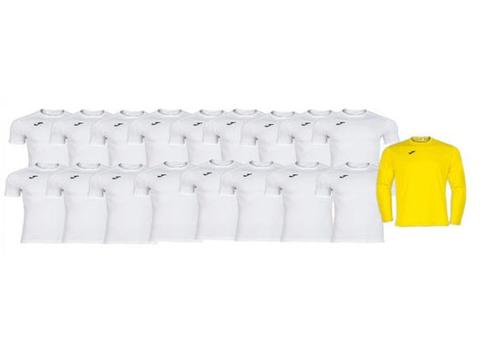 SALE - 17 x Joma White Shirts plus Yellow GK shirt PRINTED Age 12 - 14