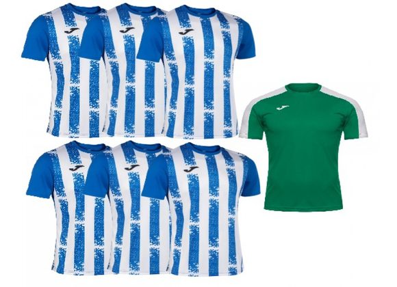 SALE - 6 x Joma Blue & White Shirts plus GK Shirt PRINTED Size XS