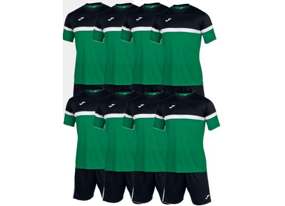 SALE - 8 x Joma Danubio Green Shirts and Black Shorts PRINTED Size Small - Large