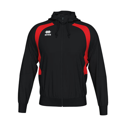 Errea Aris Zip Hoodie Black Red Junior