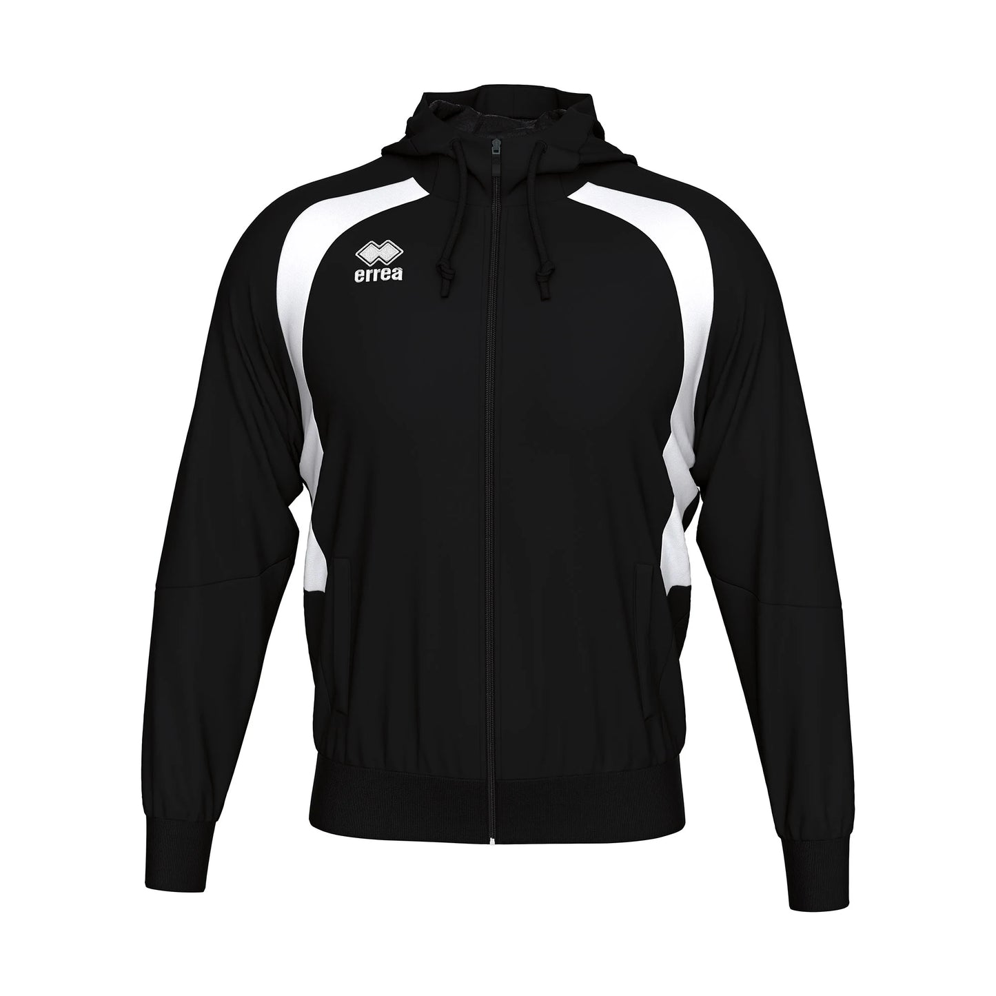 Errea Aris Zip Hoodie Black White Junior