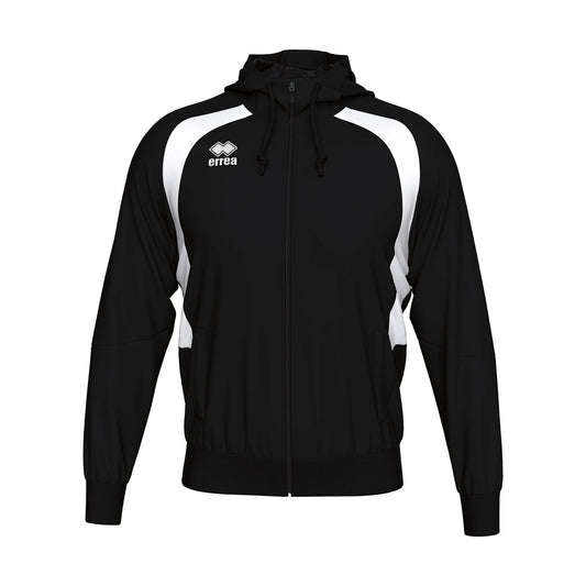 Errea Aris Zip Hoodie Black White Junior