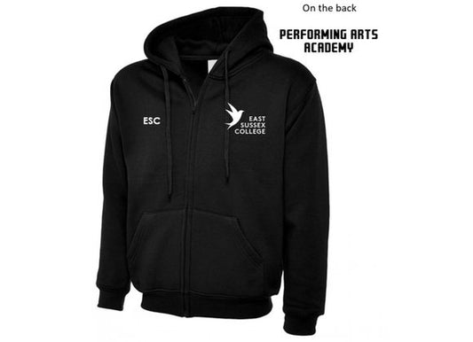 East Sussex College PERFORMING ARTS Zipped Hoody Black (UC)