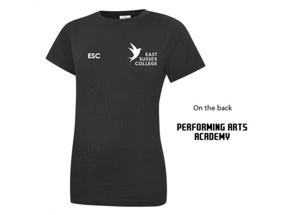 East Sussex College PERFORMING ARTS Tee Womens Fit Black (UC)