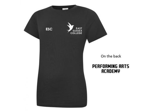 East Sussex College PERFORMING ARTS Tee Womens Fit Black (UC)
