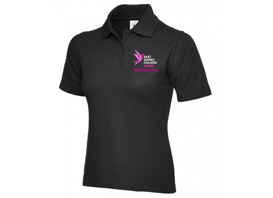 East Sussex College HEALTH & SOCIAL CARE Polo Womens Fit Black (UC)