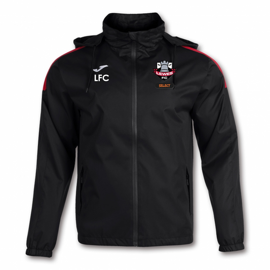Lewes FC Select Coaches Rain Jacket Black/Red Adult (Trivor)