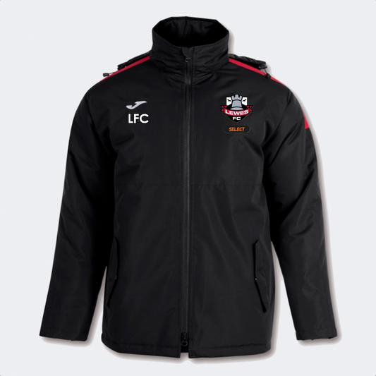 Lewes FC Select Coaches Winter Coat Red/Black Adults (Trivor)