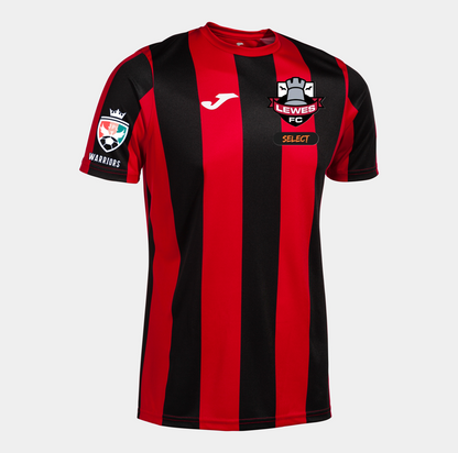 Lewes FC Select Home Shirt Short Sleeved Red/Black Junior (Inter Classic)