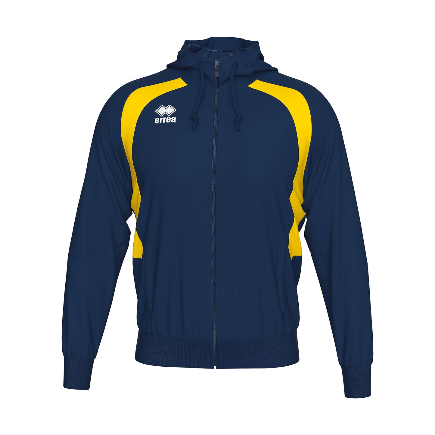 Errea Aris Zip Hoodie Navy Yellow Junior