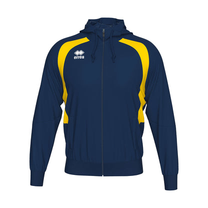 Errea Aris Zip Hoodie Navy Yellow Junior