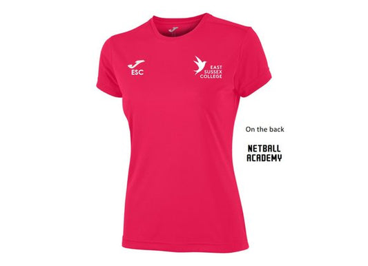 East Sussex College Lewes NETBALL Tee Pink Womens Fit (Combi)