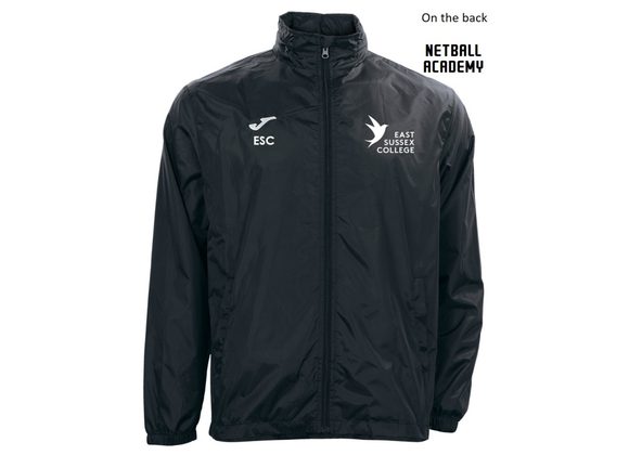 East Sussex College Lewes NETBALL Shower Jacket Black (Rain)