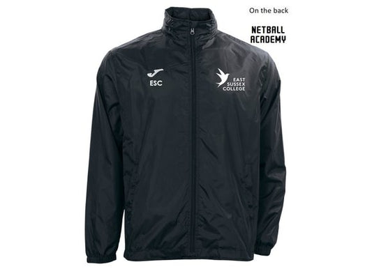 East Sussex College Lewes NETBALL Shower Jacket Black (Rain)