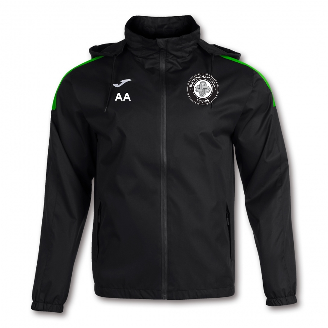 Buckingham Park Tennis Rain Jacket Adult Black/Green (Trivor)