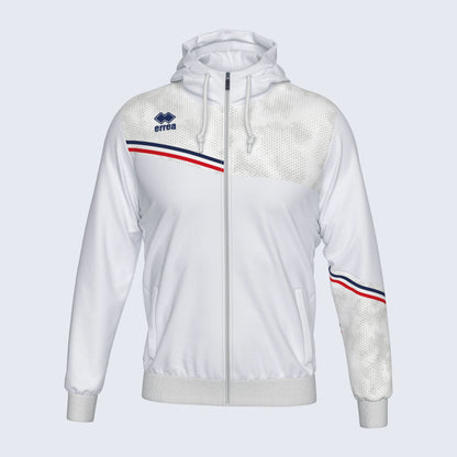Errea Eber Zip Hoodie White Red Junior