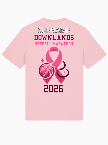 Downlands School 2026 Netball Marathon Tee Junior Pink (JD05)