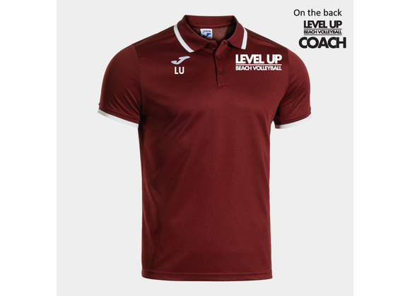 Level Up Beach Volleyball Coaches Polo Maroon (Premium)