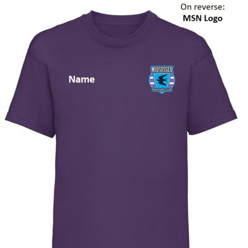 Mid Sussex Netball Club Cotton Training Tee Junior (FOL)