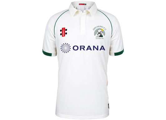 Ditchling Cricket Club Juniors Match Shirt Ivory/Green Junior (Matrix V2)