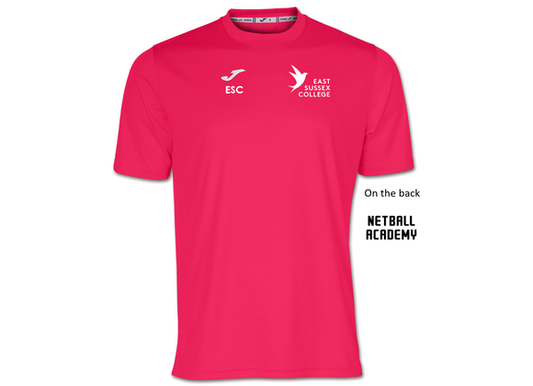 East Sussex College Lewes NETBALL Tee Pink Unisex Fit (Combi)