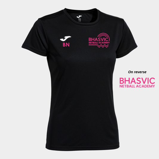 BHASVIC Netball Tee Womens Fit Black (Combi)