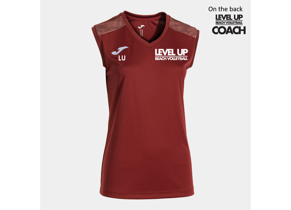 Level Up Beach Volleyball Coaches Sleeveless Maroon (C8)