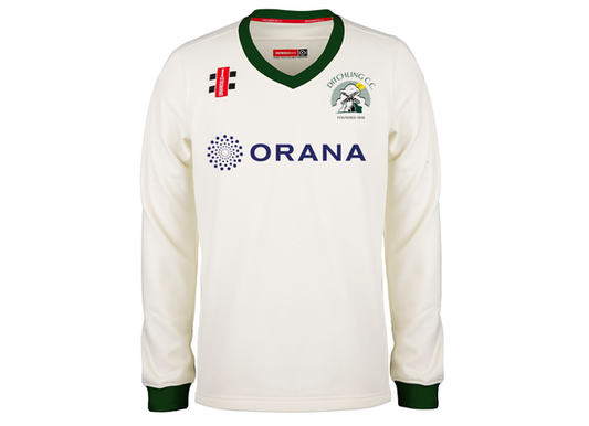 Ditchling Cricket Club Juniors Match Sweater Ivory/Green Junior (Pro Perf.)